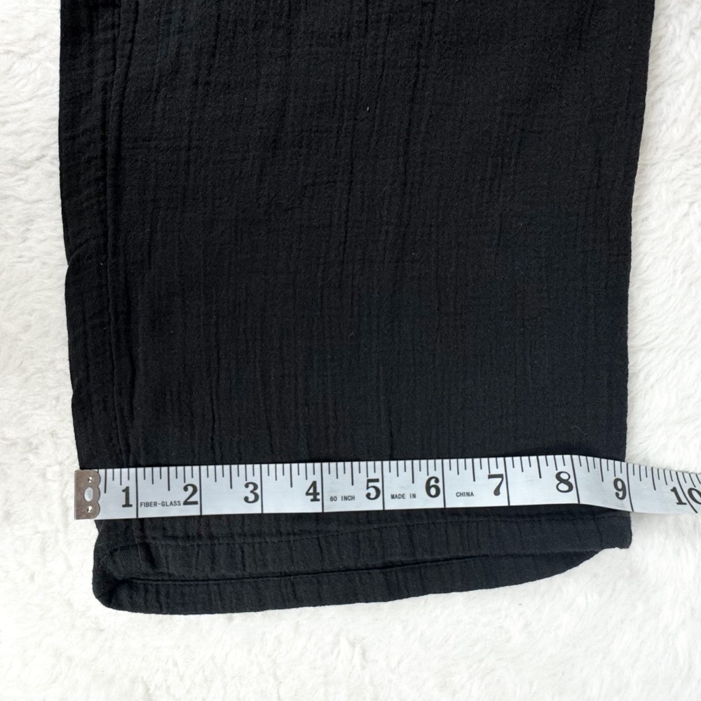 Quince Womens M Organic Cotton Gauze Straight Leg Pants Black NWT Drawstring - Picture 10 of 12